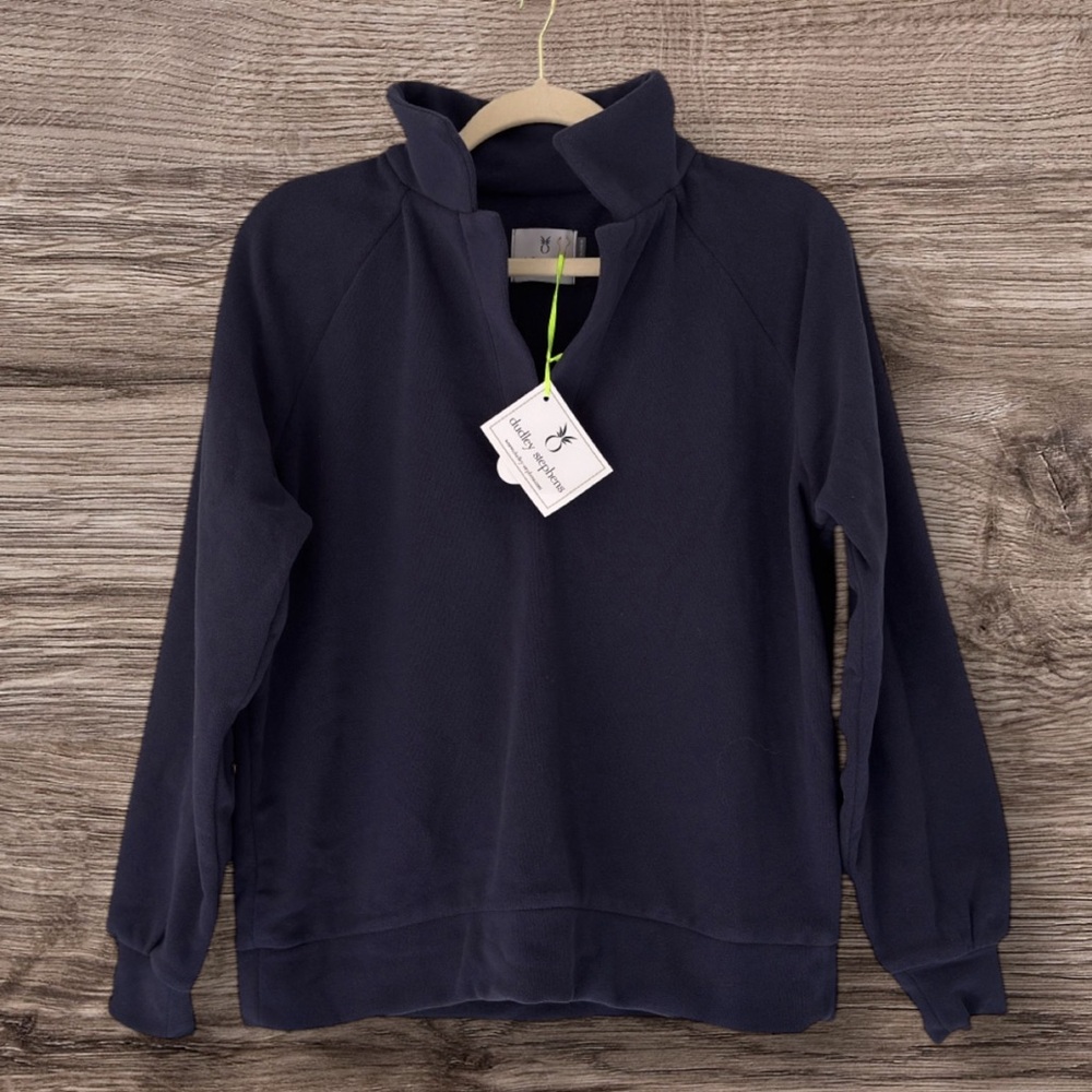 Dudley Stephens Ingrid Pullover Navy Blue Terry Fleece XS NWT